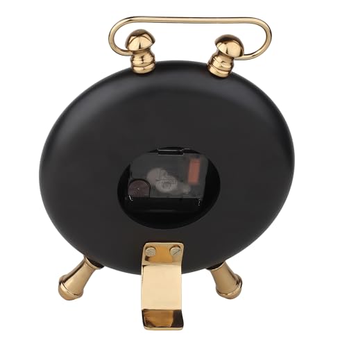 Image of Decor de Maison Brings Handcrafted Essence Desk Timepiece Table Clock for Living Room, Bedroom, Study Table | Classic Non-Ticking Tabletop Battery Operated Analog Desk Clock in Black (17x7x24cm)