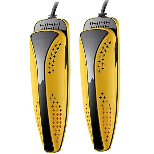 Schuhtrockner Dual PTC, Schuhstiefeltrockner, tragbarer Handschuhtrockner mit Timer, geräuschlos elektrisch, beseitigt Bad r, trocknet und wärmt alle Arten von Schuhen,Gelb Cover