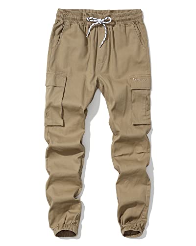 Boys Cargo Pants Kids Joggers Youth Hiking Pants Elastic Waist Cotton Twill Jogging School Pants
