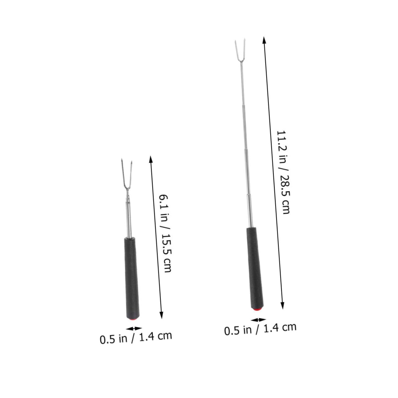 Gogogmee Stainless Steel Bbq Forks 5 Piece Set Extendable Rotating Skewers for Hot Dogs Kebabs Chicken Steak Veggies