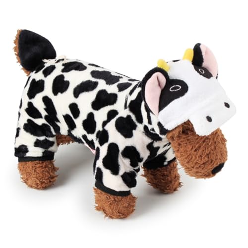 Disfraz para perro pequeño diseño de vaca cálido y cómodo miniatura 4