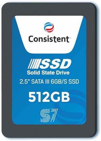 Consistent SSD 512GB 2.5 Inch SATA Internal SSD - Read: 550MB/s & Write: 500MB/s - Solid-State Drive 5 Year Warranty (512, GB)