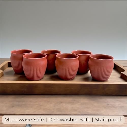 Image of Happy Cove Eco Friendly Cup Set of 6 for Tea | Biocomposite Rice Husk & Bamboo Fibre | 225ml Unbreakable Chai Cups | Microwave Safe Tea Kulhad | Hot & Cold Coffee Mug, Milk & Tea Cup Set