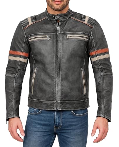 Image of Men Premium Distressed Brown Padded Armored Cowhide Leather Coat | Vintage Cafe Racer Protective Moto Jacket