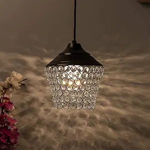 Homesake Matt Black Crystal Hanging Lantern Light, Ceiling Light, Nordic E27 Pendant