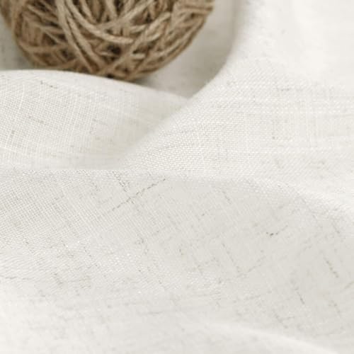 Image of Nanspring Linen Natural Curtains for Kitchen Windows Over Sink - Cafe Drapes Semi Sheer with Back Tab and Rod Pocket Lightweight Rustic Textured Cabinet Curtain for Bathroom 29 x 24 Inch, 2 Panels