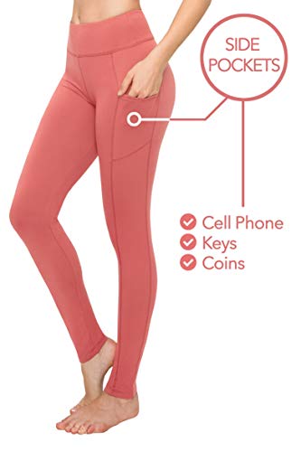 ALWAYS Women's High Waist Yoga Pants - Premium Soft Tummy Control Workout Stretch Solid Pants with Pockets Navy S - image 5