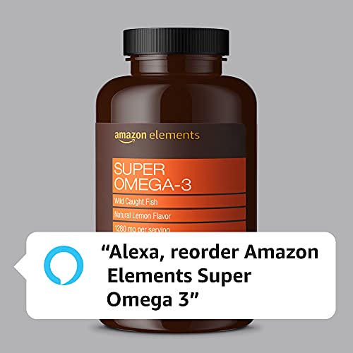 Amazon Elements Super Omega-3 With Natural Lemon Flavor - Epa & Dha Omega-3 Fatty Acids - 120 Count (1280 Mg Per Serving, 2 Softgels) (Packaging May Vary) #TOP4