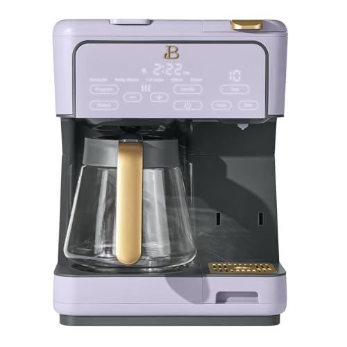 Image of Beautiful Multi-Brew Drip Coffee Maker & Single Serve Machine, Glass Carafe, Keep Warm, Travel Mug Friendly, 3 brew settings, Touch-activated home and kitchen by Drew Barrymore (Lavender 2)