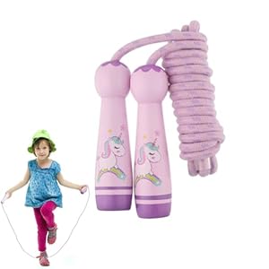 Jump Rope Kids,Kids Skipping Ropes Purple Adjustable Children’s Jumping Ropes Skipping Rope with unicorn pattern Handle for Boys and Girls and Beginners Fitness Outdoor Exercise