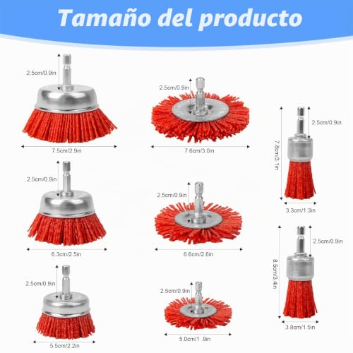 Miniatura 2 de 8 Piezas Cepillos De Nailon Para Taladro Con Eje Hexagonal De 1 4 De Pulgada, Para Eliminar Óxido, Pintura Y Alambre De Afilar. Juego De Cepillos De Nailon Para Afilar Y Taladrar