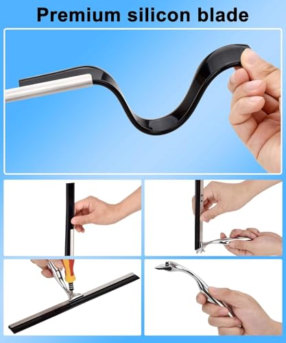 Image of All Purpose Stainless Steel Squeegee for Glass Shower Doors, Car Window, Home Mirrors, Bathroom Cleaner Wiper Accessory