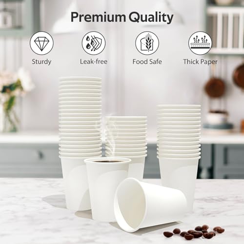image for Dealusy 100 Count 12 oz Coffee Cups, Leak-Free Food Safe Paper Cups 12