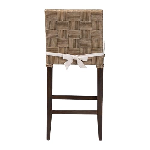 Silla Bali & Pari Fatima de Ratán Natural con Cojín - Silla Tejida a Mano con Respaldo y Asiento de Canasta, Estilo Bohemio Costero para Cocina o Comedor, Altura de Mostrador miniatura 6