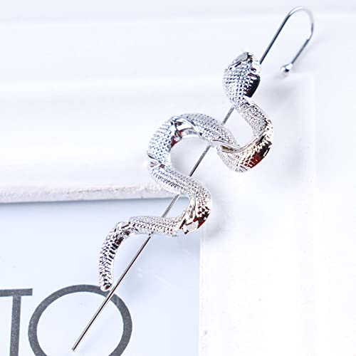 Erimberate Punk Snake Crawler Hook Earring Silver Snake Edgy Ear Pin Earring Textured Snake Ear Hook Earring Viper Snake Ear Cuff Hook Earring Jewelry For Women And Girls Gifts #TOP6