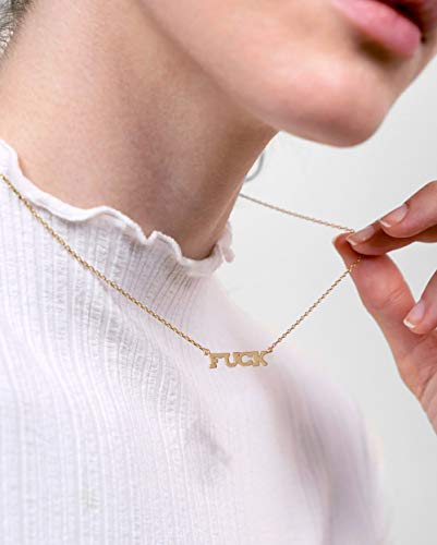 Mevecco Fuck Necklace 14K Gold Plated Inspirational Necklace Friendship Personalized Customization Necklace Jewelry Gift For Her #TOP1