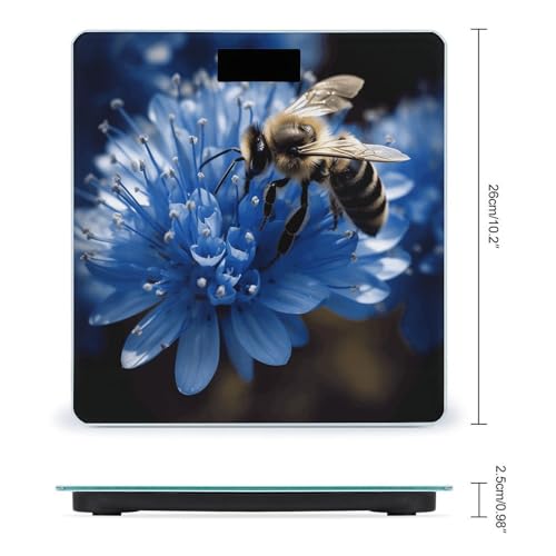 Báscula digital de baño Blue Flower Bee, vidrio templado miniatura 2