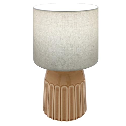 Image of UHL 39cm Bedside Table Lamp with Fabric Shade, Ceramic Bedside Lamp for Bedroom, Living Room and Home Decor Lighting, Stylish Modern Nightstand Desk Lamps, ON/Off Switch, Bulb NOT Included, Brown
