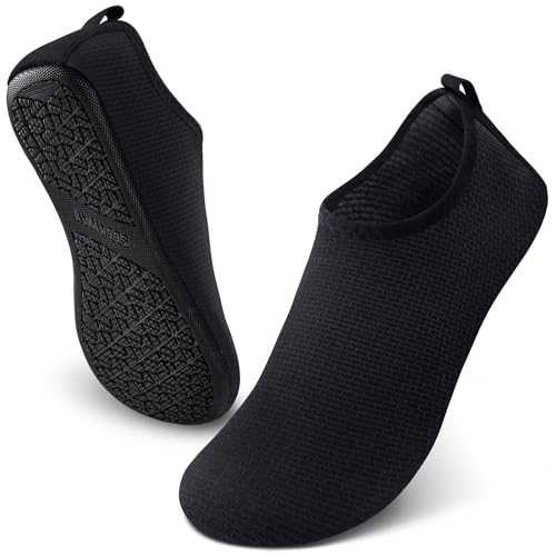SEEKWAY Water Shoes Quick-Dry Aqua Socks Barefoot Slip-on for Beach Pool Swim River Yoga Lake Surf Women Men Black SK001