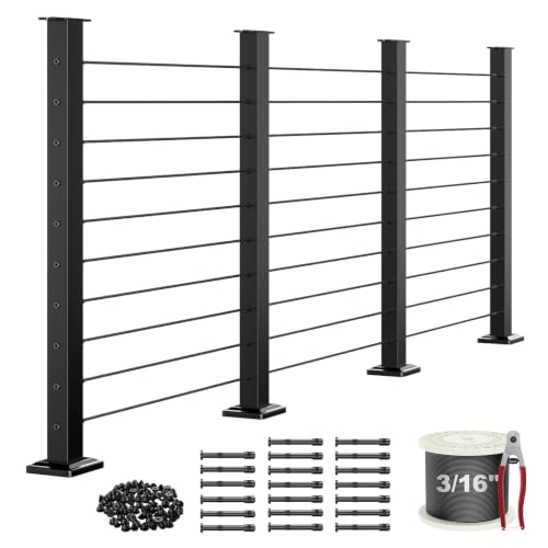 Image of 12-20FT 36 inch Black Complete Cable Railing Kit with 3 /16 inch Wire Rope