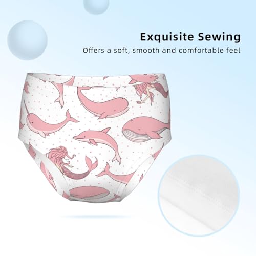Mermaids With Narwhals Girls' Underwear Soft Cotton Little Girls Panties Comfort Briefs3