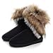 VFDB Women Mid Calf Boot Suede Faux Fur Tassel Outdoor Winter Snow Suede Flat Shoes US 8.5