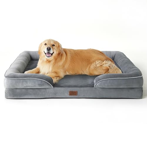Image of Bedsure XL Plus Orthopedic Dog Bed for Extra Large Dogs - Washable XLarge Dog Cat Bed Waterproof, Comfort Dogs Couch Sofa with Washable Removable Cover, Pet Bed with Nonskid Bottom, Grey, 48 inch