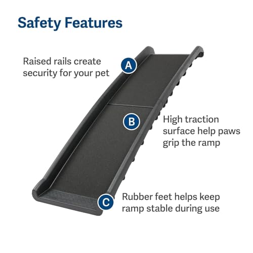 Image of STORE 2508, Folding Dog Ramp for Cars 62x16 Inches, Pet Car Stairs, Vehicle Black