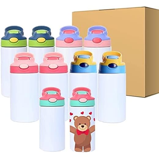25Pack 12oz Kid sublimation Tumbler Blank Strainght Insulated Cute Sippy Cup Stainless Steel Water Bottle