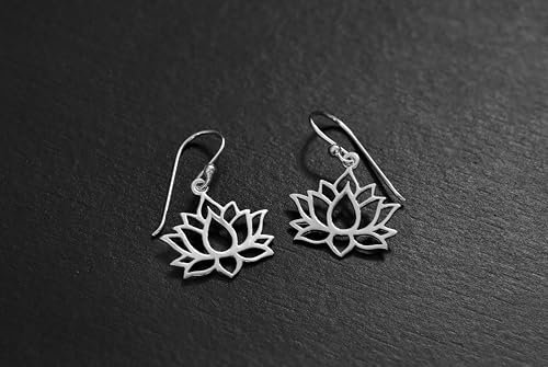 AeraVida Spirited Lotus Flourishing Flower .925 Sterling Silver Dangle Earrings | Lotus Flower Earrings Jewelry2