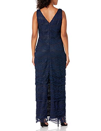 Le Bos Women's Lace Bottom Long Dress, Navy, 12 #TOP3