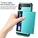 Vofolen Case for iPhone Xs Max - Wallet Card Holder - Sliding Cover - Credit Card Slot - ID Pocket - Dual Layer Protective - Hard Shell Hybrid TPU Bumper Armor - Light Blue
