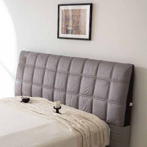 Image of HOMETHREADS Velvet Padded Headboard Cover with Foam - Soft, Wrinkle-Resistant Bed Back Protector, Suitable for Wooden, Leather & Upholstered | Fits 6 ft Headboards only (68x180 cm) (Dark Grey)