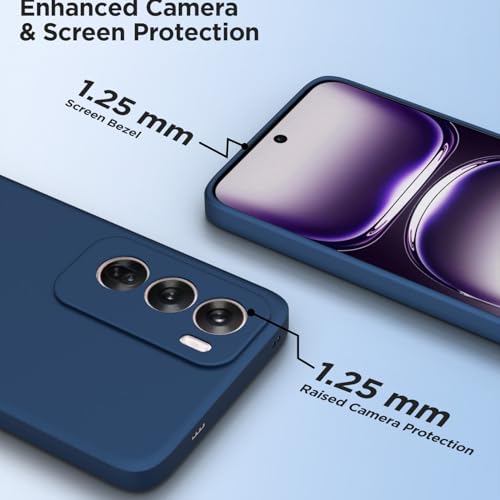 Image of Outlouders Back Cover for Oppo Reno 12 Pro 5G | Camera Protection | Durable Soft Matte Silicone Bumper Case (Blue)