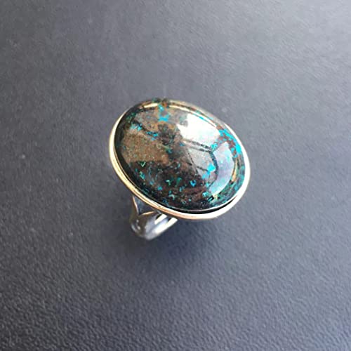 Bague malachite en argent 925 : bijou ovale d'exception fait main - 4