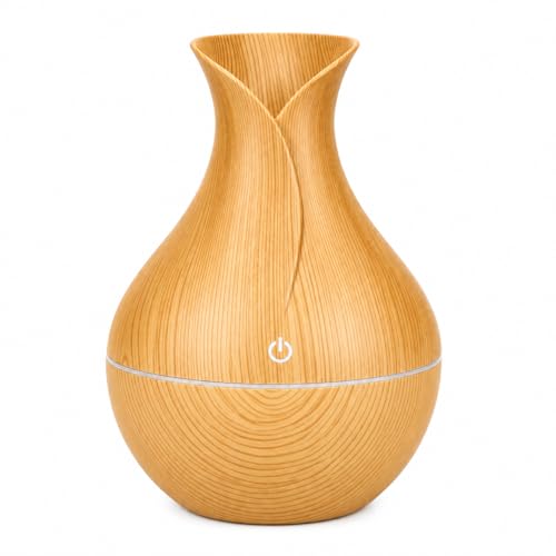 Umidificador de Ar e Aromatizador 200ml com LED Difusor de Aromas Decorativo Efeito Madeira