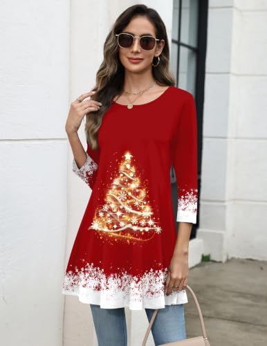 Image of Zeagoo Women Tops 3 /4 Sleeve Dressy Casual Plus Size Tunics Loose Blouses