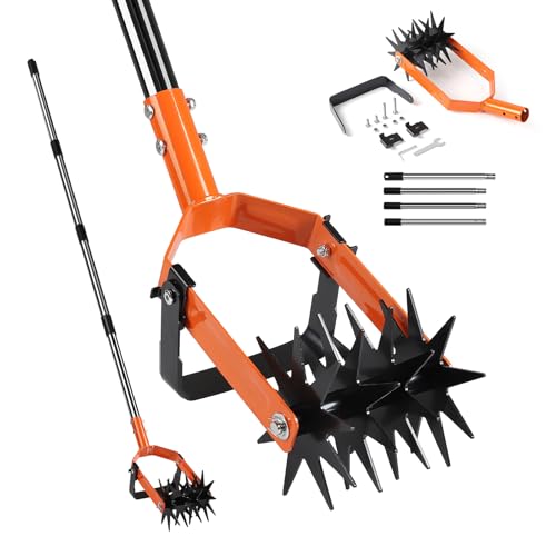 SWAWIS Sternfräse Garten Cultivator mit 4-Teiliger Stiel aus Edelstahl, Gartenjätmaschine und Krümelgrubber in Einem Gerät, Gartenfräse...