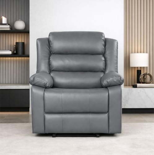 Image of Seventh Heaven Phoenix 1 Seater Motorised Recliner | Single Sofa Chair for Living Room Comfort | Ergonomic Design (Leatherette - Grey)