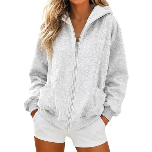Sudadera con capucha para mujer chaqueta oversize con cremallera y bolsillos cómodo estilo vintage Y2k