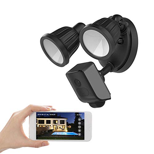 Preisvergleich Produktbild FREECAM Floodlight Camera,1080P HD Outdoor WiFi Überwachungskamera,mit Flutlicht,Gegensprechfunktion und Sirene,Built-in 16GB SD-Karte,Cloud-Speicher verfügbar L800CE (Schwarz)