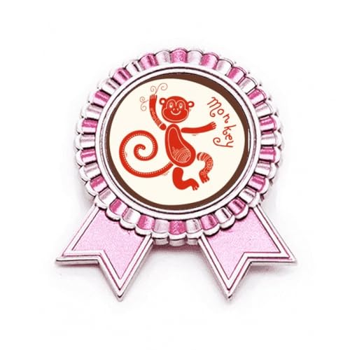 Broche rose thématique Chine en métal M : le cadeau idéal pour l'Année du Singe