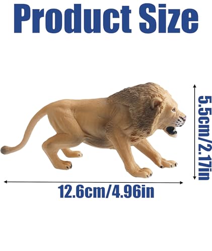 Image of Lion King Toys, Animal Toys, Realistic Roaring Lion Statue, Durable Animal Figure for Cake Decor, School Projects, Home Decor, Collectible Display