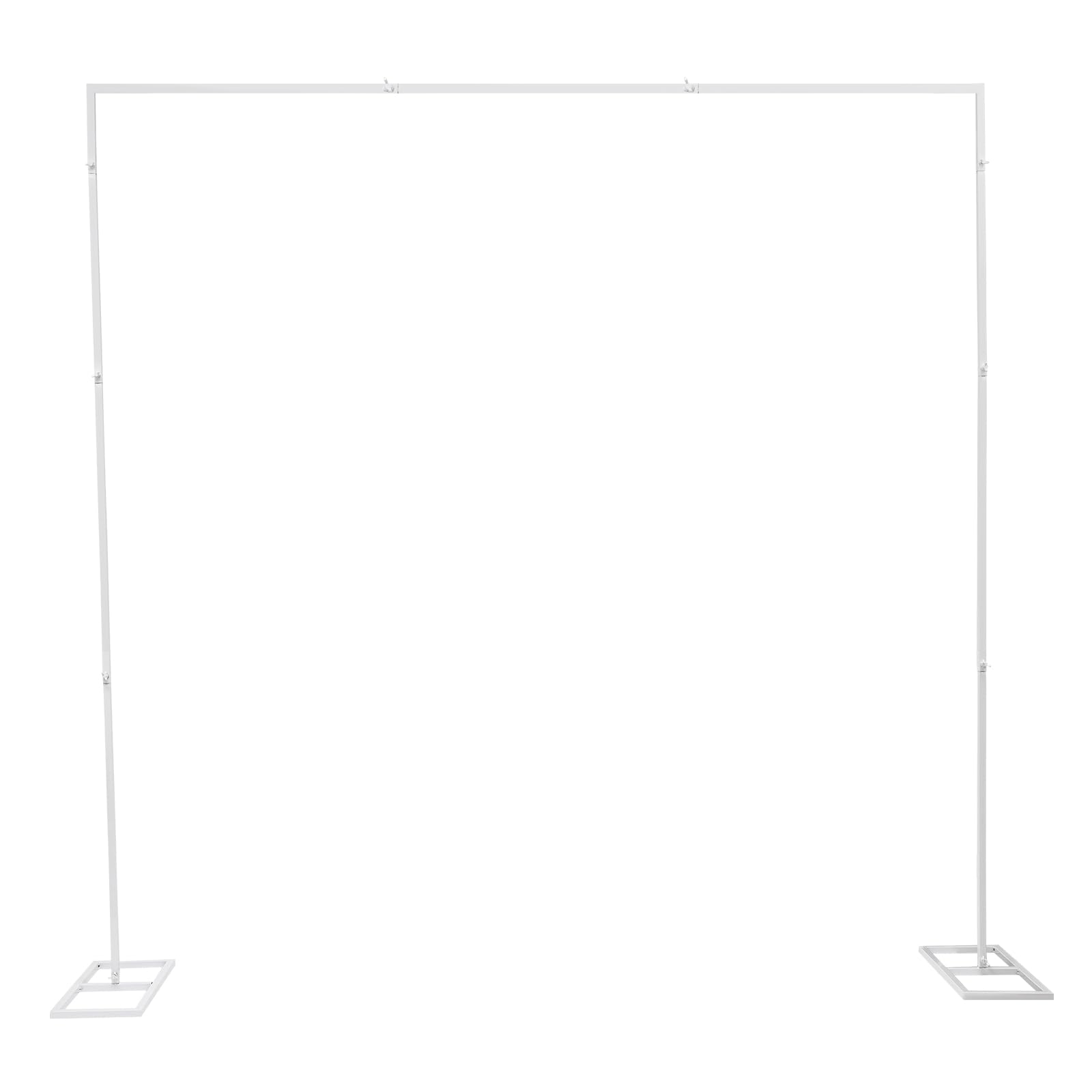 Structure de support pour arc de mariage, décoration en métal de 2,4x2,4m, arc à ballons en métal, cadre métallique pour arc de mariage, arc de jardin pour fête, arc nuptial de mariage (Blanc)