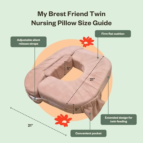 Image of My Brest Friend Twin Nursing Pillow, Enhanced Comfort - Soft Rose