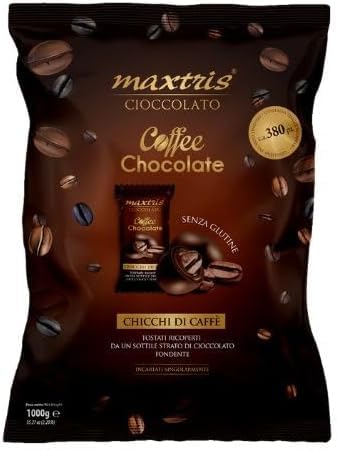 Chicco di caffè ricoperto di cioccolato puro fondente