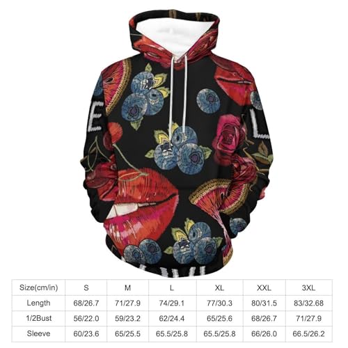 Pull lèvres rouges en fleur UMENG sweat mixte avec capuche protectrice