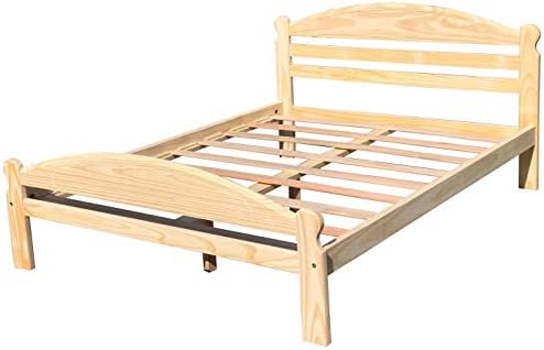 Arizona Full-XL Bed Solid Pine Wooden Bed Unfinished with Hardwood Slats Support Suitable for Adults Bedroom Wooden Bed Frame Easy to Assemble
