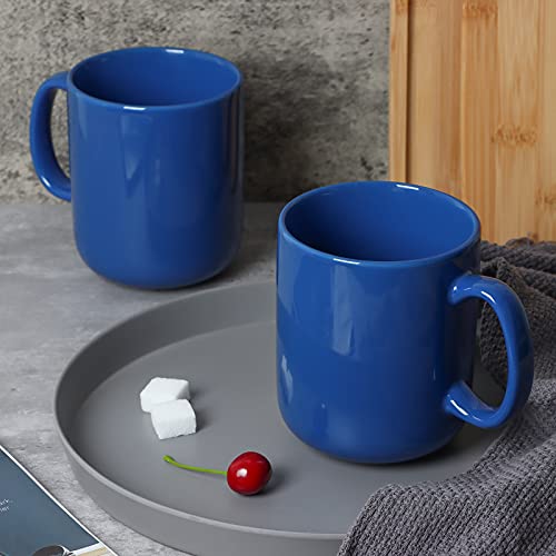 Smilatte 20 OZ Large Coffee Mug, M016 Plain Ceramic Boss Big Tea Cup with Handle for Dad Men Set of 2, Blue - Image 4