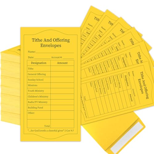 Enveloppes d'église pour les dons gisgfim jaunes de 16,5 x 8,9 cm pour offrandes